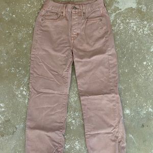 Pink High Waisted Wide Leg Jeans